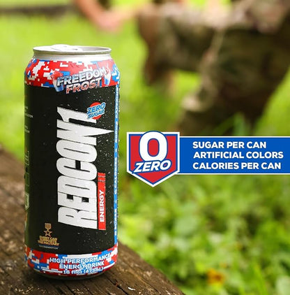 REDCON1 Energy High Performance Drink, Freedom Frost - Zero Sugar Energy Drink with Alpha GPC