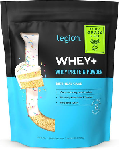LEGION Whey+ Protein Whey Isolate from Grass Fed Cows - Whey Protein Isolate Powder Low Calorie