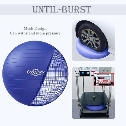 Soft Exercise ball, Anti-Burst Yoga Ball Chair Supports 2200lbs, Workout Equipment w/ Pump for
