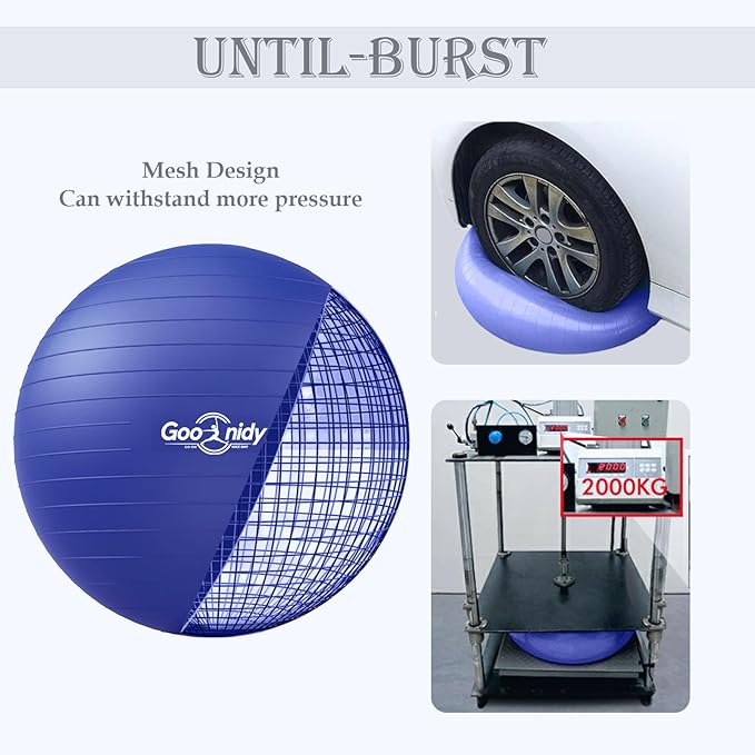 Soft Exercise ball, Anti-Burst Yoga Ball Chair Supports 2200lbs, Workout Equipment w/ Pump for