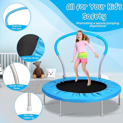 Mini Trampoline for Kids, Indoor Toddler Trampoline with Handle, Child Small Rebounder Trampoline
