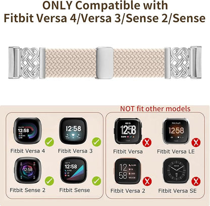 Braided Band Compatible with Fitbit Versa 4 Bands for Woman/Versa 3/Sense 1/Sense 2 Band, Magnetic