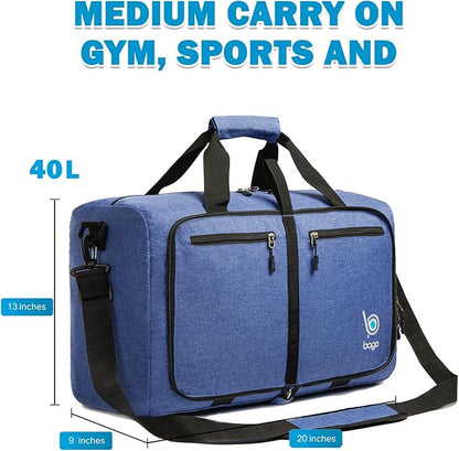 Bago Foldable Duffel Bags for Traveling Women & Men - 40L Sports Packable Duffle Bag for Travel