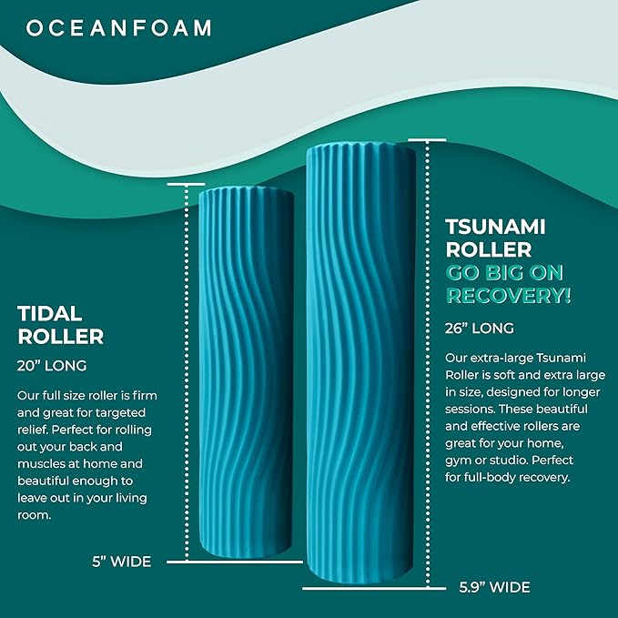 Oceanfoam Tsunami Roller (Miami Blue) - Soft, Textured Foam Roller for Physical Therapy, Back Pain