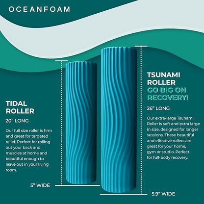 Oceanfoam Tsunami Roller (Miami Blue) - Soft, Textured Foam Roller for Physical Therapy, Back Pain