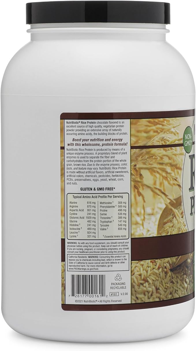 NutriBiotic ??Chocolate Rice Protein, 3 Lb (1.36kg) | Low Carb, Vegetarian & Keto-Friendly Raw