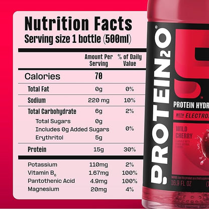 Protein2o Hydration Drink - 2-in-1 Liquid Clear Whey Protein Isolate and Electrolyte Drink - 15g