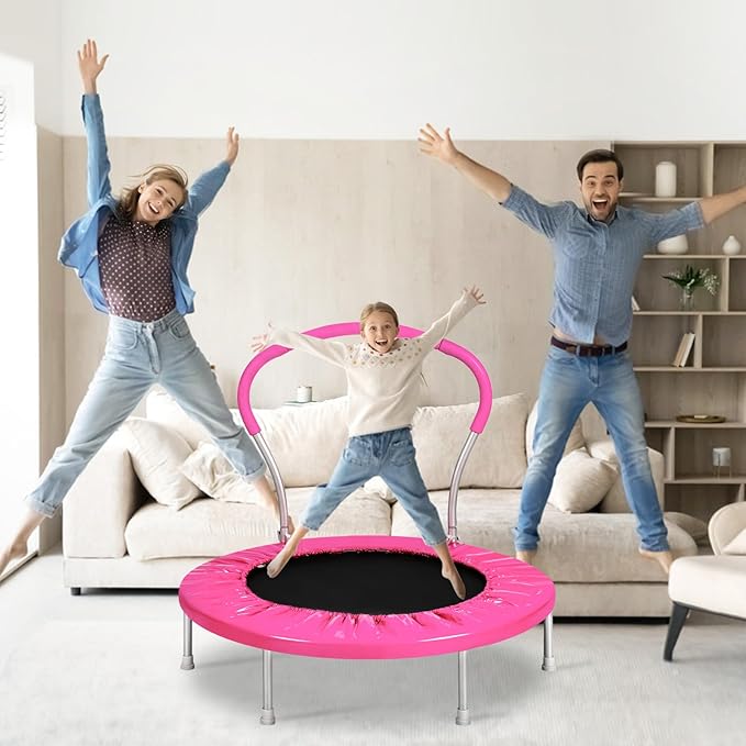 Mini Trampoline for Kids, Indoor Toddler Trampoline with Handle, Child Small Rebounder Trampoline