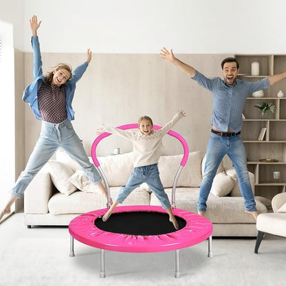 Mini Trampoline for Kids, Indoor Toddler Trampoline with Handle, Child Small Rebounder Trampoline