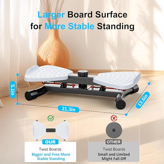 Waist Twister Ab Machine, 300 lbs Capacity Exercise Twist Board with Resistance Bands, Core Trainer