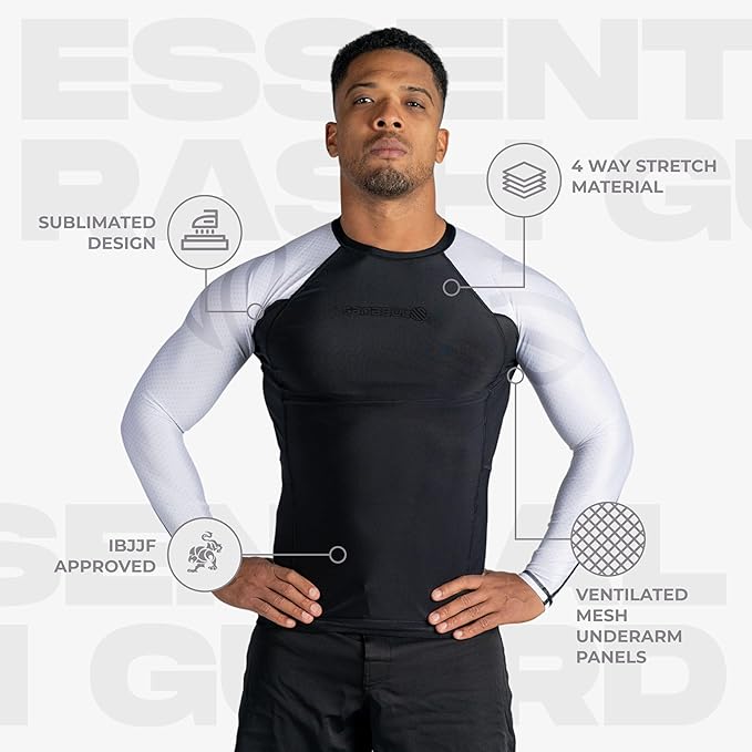 Sanabul Essential Long Sleeve Compression Training Rash Guard for MMA BJJ Wrestling Grappling and