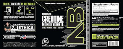 NutraBio Pure Micronized Creatine Monohydrate Powder Supplement, Unflavored, (300 g) - Supports