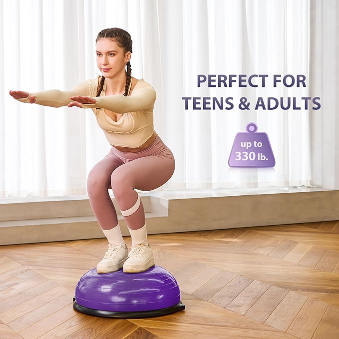 ZELUS Balance Ball Trainer with Resistance Bands and Foot Pump, Inflatable Yoga Ball for Home Gym