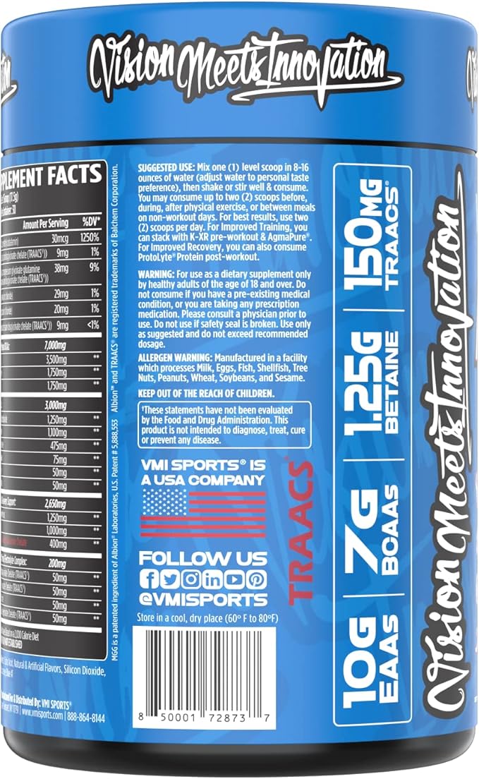 VMI Sports Aminogex Ultra | BCAA Powder | Amino Acids + Betaine and Glutamine | Amino Acid Post