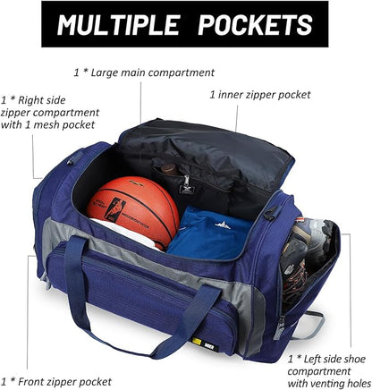 MIER Large Duffel Bag Men's Gym Bag with Shoe Compartment, 60L