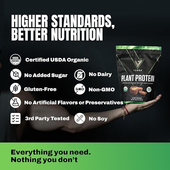 vedge Vegan Protein Powder - Plant Protein Powder with Pea, Pumpkin & Sunflower - USDA Organic
