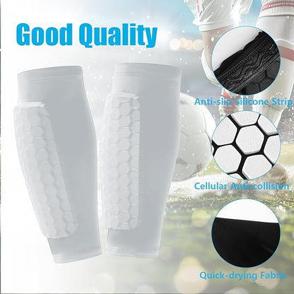Soccer Shin Guards Shin Pads for Kids Youth Adult, Calf Compression Sleeve with Honeycomb Pads