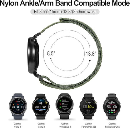 22mm Sport Ankle/Arm Band Compatible with Amazfit Helio, Quick Release Breathable Nylon Bicep Strap