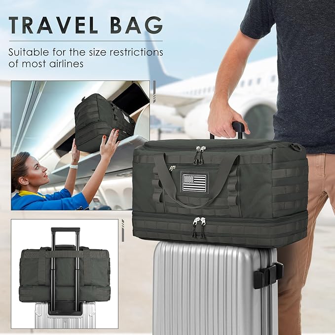 ETRONIK Travel Bag for Men Women, Gym Bag & Tactical Duffle Bags for Travel, Carry on with Toiletry