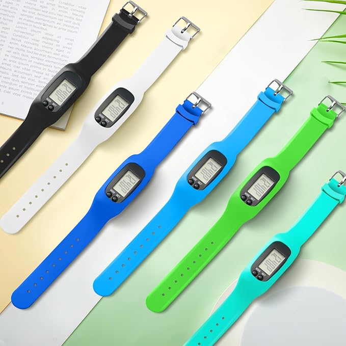 Geyoga 24 Pcs Pedometer for Walking Steps and Miles Pedometer Watch Silicone Steps Tracker Running