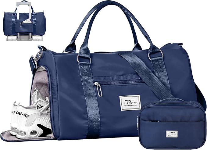 FIORETTO Womens Gym Tote Duffle Bag with Toiletry Bag, Sports Duffel Overnight Hospital Workout