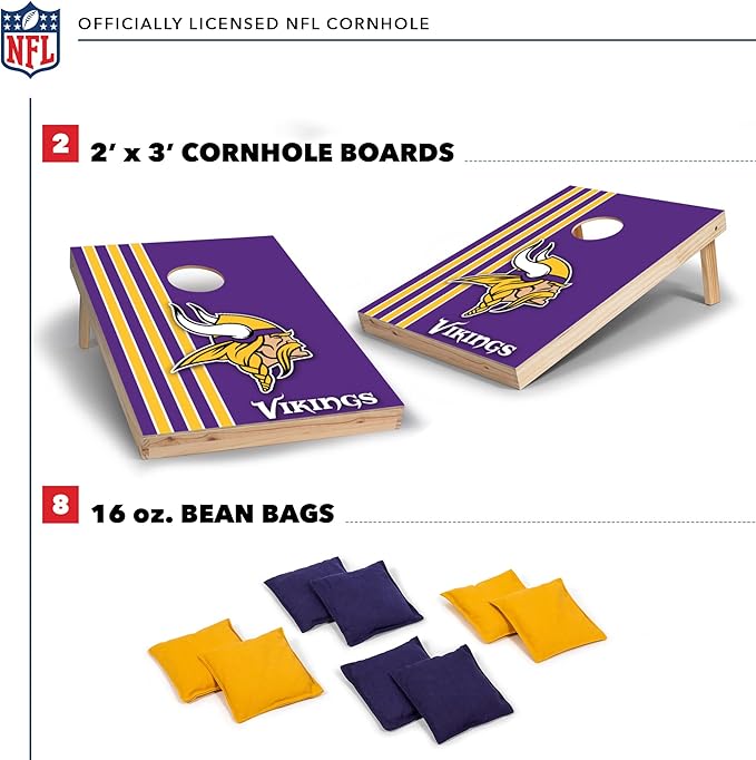 NFL 2' x 3' Solid Wood Cornhole Set with Direct Print HD Team Graphics – Great Gift for Any