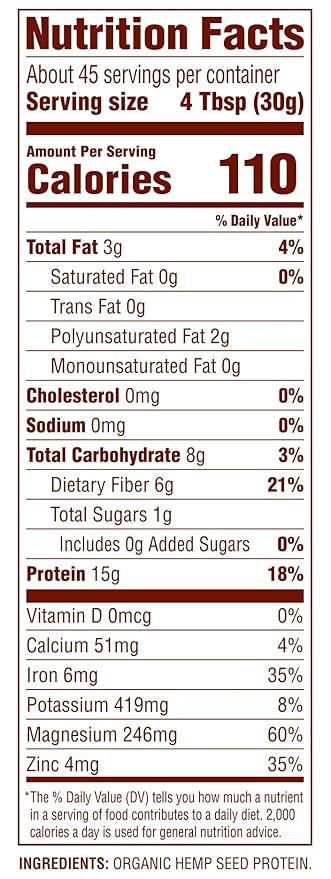 Nutiva Organic Cold-Pressed Raw Hemp Seed Protein Powder, Peak Protein, 3 Pound, USDA Organic