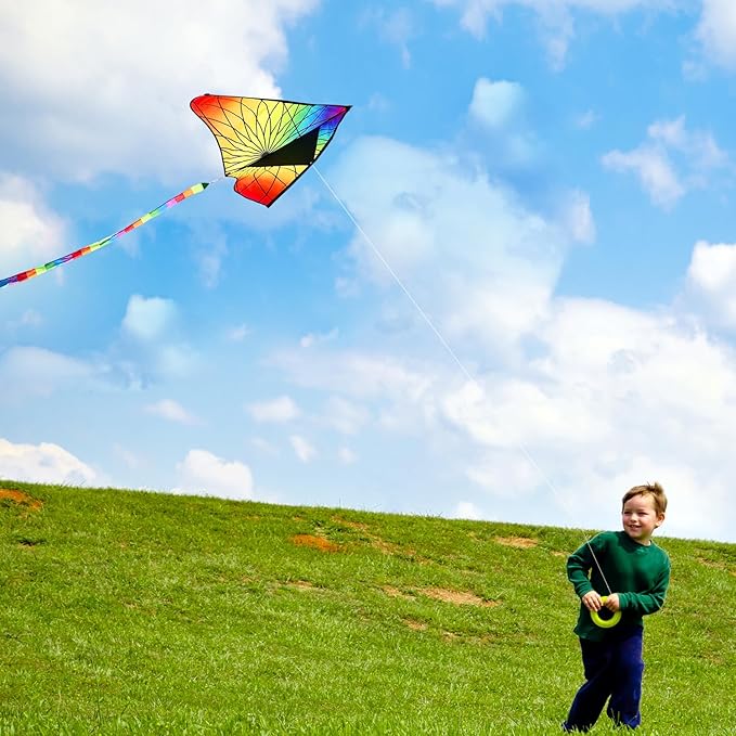 HONBO Large Delta Kite for Kids & Adults,Extremely Easy to Fly Kite for Beach Trip,String Line