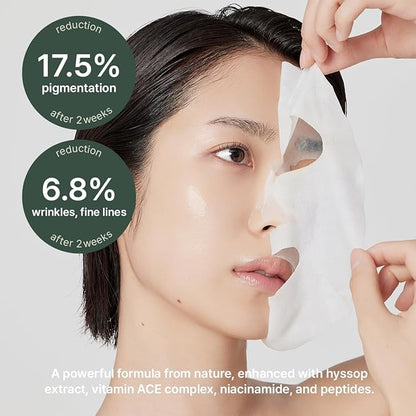 Hyssop Glow Sheet Mask, 5 Pack, Hydrating, Glowing, Boosting, Repairing for younger looking skin