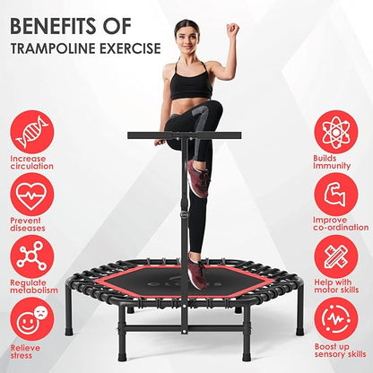CLORIS 45'' Rebounder Trampoline for Adults - Max Load 450lbs, Mini Trampoline with Adjustable Foam