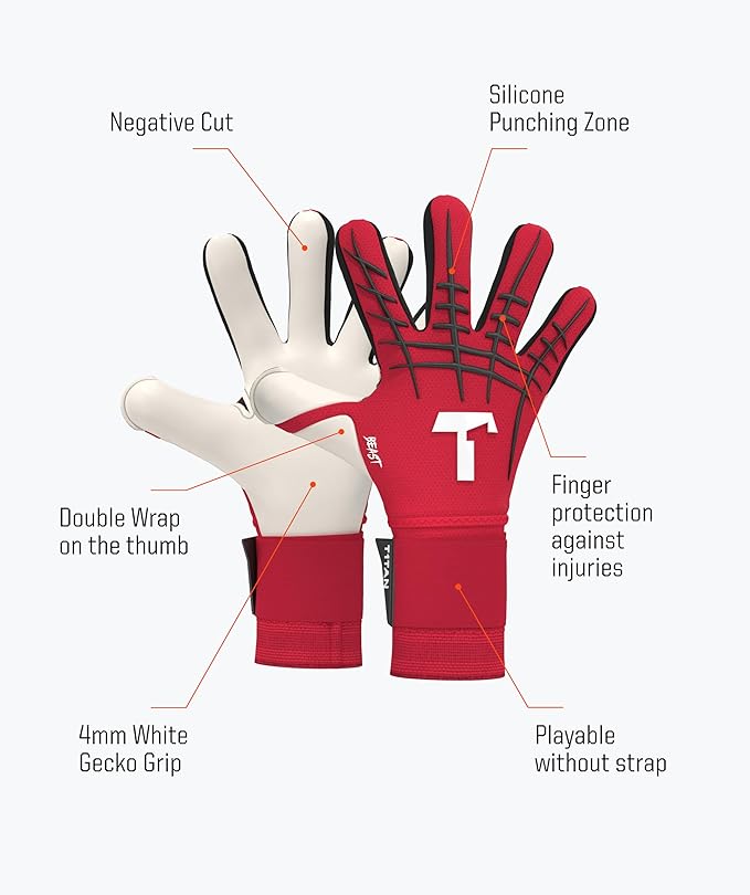 T1TAN Beast Goalkeeper Gloves - with Finger Protection - Soccer Goalie Gloves Adult - Professional