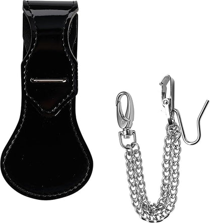 USMC Officer's Sword Frog Bundle Leather Saber Holder with Chrome Metal Chain for Ceremonial Sword