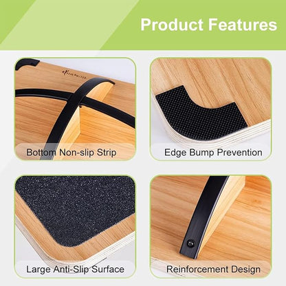 StrongTek Professional Wooden Balance Board, Rocker Board, Wood Standing Desk Accessory, Balancing