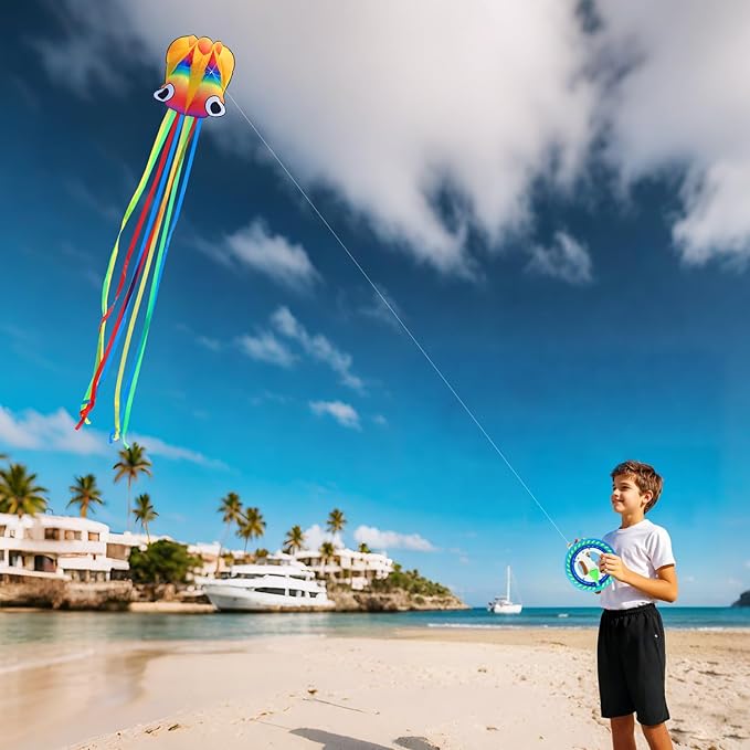 Large Octopus Kites for Kids & Adults,Big Kite for Beginners, Kites for Kids Ages 4-8,Outdoors