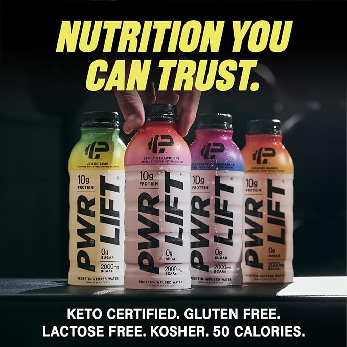 Whey Protein Water Sports Drink by PWR LIFT | Berry Strawberry | Keto, Vitamin B, Electrolytes