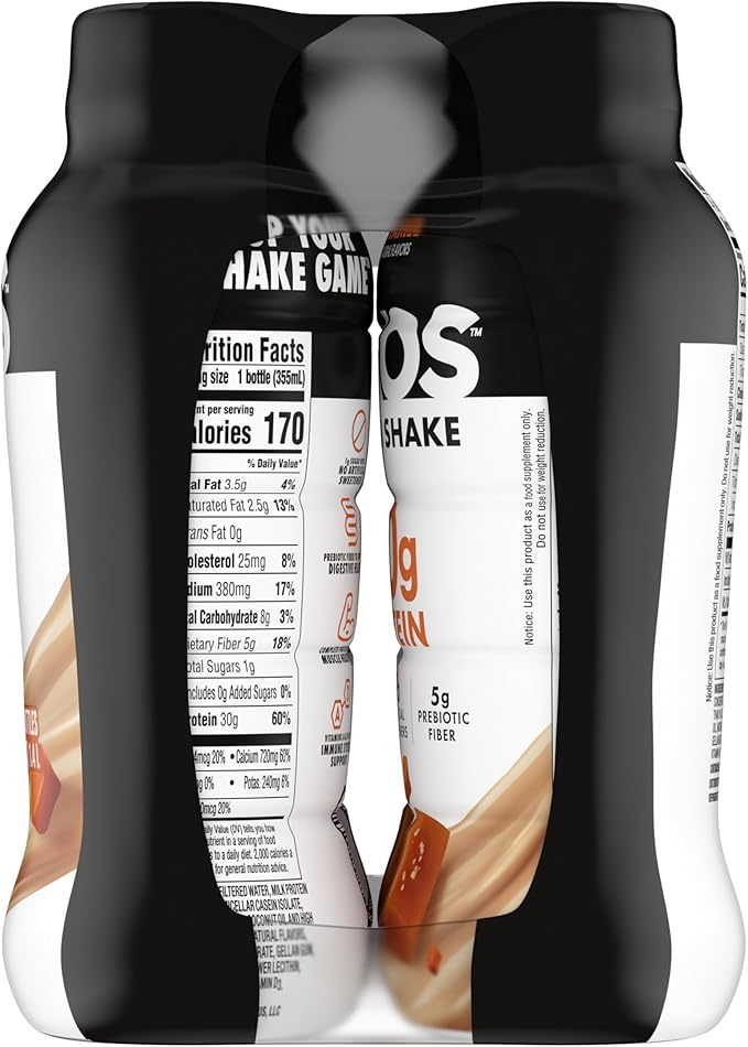Oikos Protein Shake, Salted Caramel, 30g High Protein Drinks, Shelf Stable, Ready to Drink, 5g