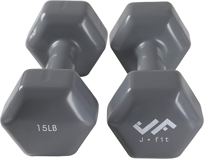 JFIT Dumbbell Pairs or Sets – Neoprene & Vinyl Coated Hand Weights for Home Gym, Strength Training