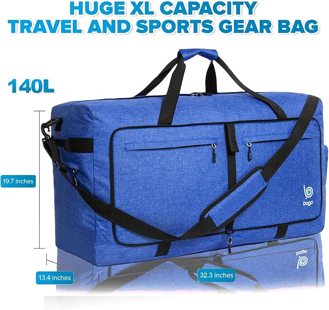 Bago Big XXL Foldable Duffel Bags for Traveling Women & Men - 140L Packable Duffle Bag for Travel