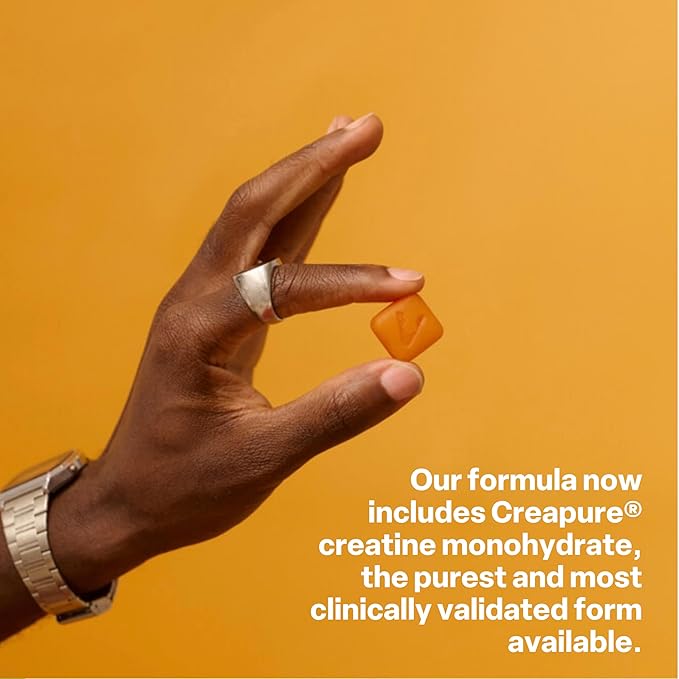 Creatine Gummies 5g Monohydrate + Taurine & B12 - Sugar-Free, Vegan, Gluten-Free - Citrus Mango