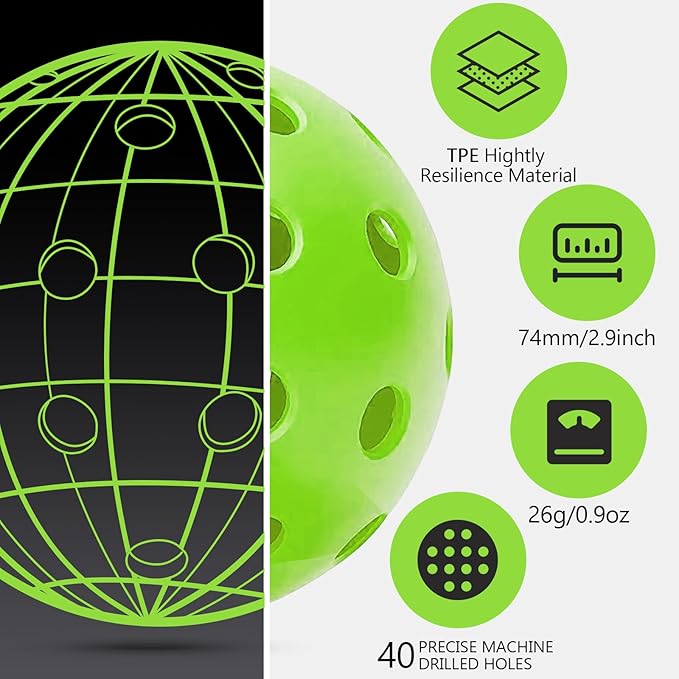 Navona 48 Pack Premium 40-Holes Outdoor Pickleball Balls, Meet USAPA Official Requirement