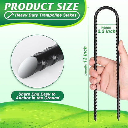 Gtongoko 12 Pack Trampoline Stakes Anchors High Wind, 12 Inch Ground Anchors Heavy Duty, Trampoline