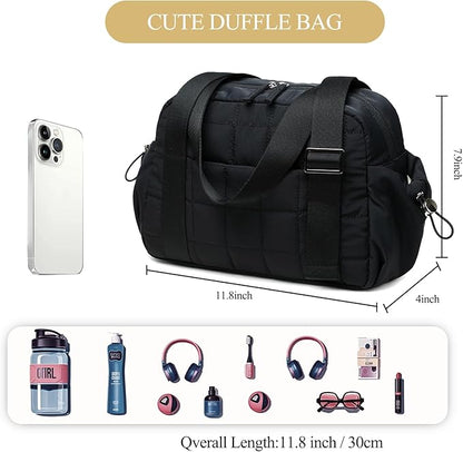 CAMTOP Mini Gym Bag for Women, Small Gym Tote Bag Puffy Quilted Sports Duffel Bag with Wet