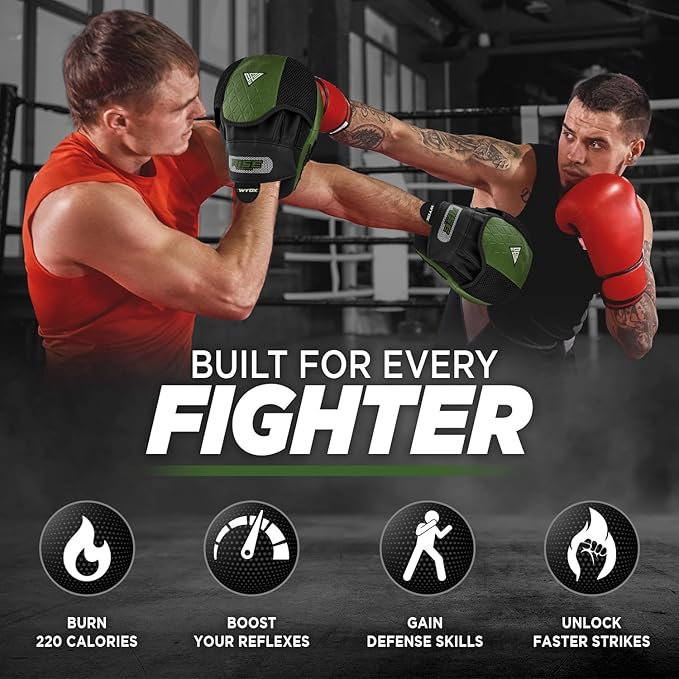 WYOX Curved Focus Mitts for Boxing & MMA | Durable PU Leather Punching Pads with Adjustable Strap |