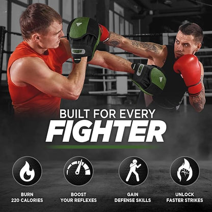 WYOX Curved Focus Mitts for Boxing & MMA | Durable PU Leather Punching Pads with Adjustable Strap |