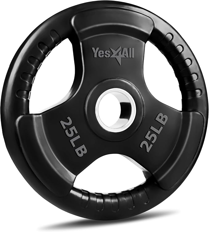 Yes4All Rubber Grip Plates for Barbell, 2-Inch Weight Plates for Weightlifting and Strength