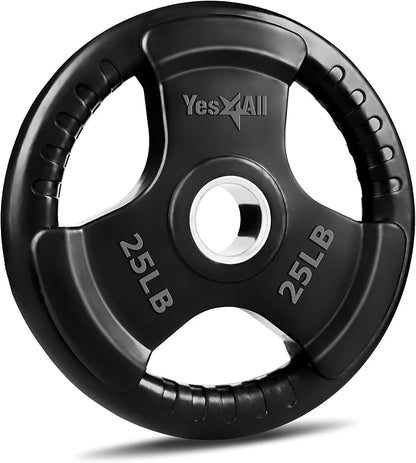 Yes4All Rubber Grip Plates for Barbell, 2-Inch Weight Plates for Weightlifting and Strength