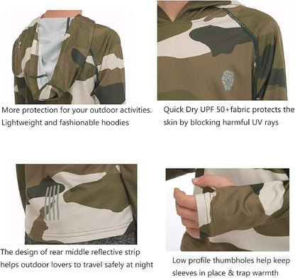 Hoodies for Boys Outdoor Recreation Shirts - Youth Athletic Tops Sun Protection UPF 50+