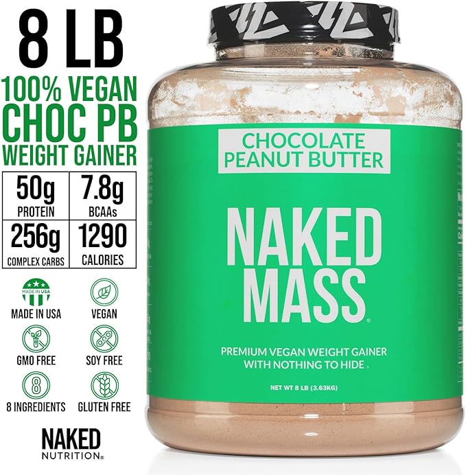 NAKED Vegan Mass - Chocolate Peanut Butter - 1,290 Calories, Nothing Artificial, All Natural