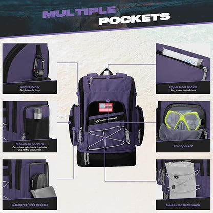 Maelstrom Swim Backpack,35L Swimming bag with Separate Shoes Compartment,Swim Gear Bag,Athlete Gym
