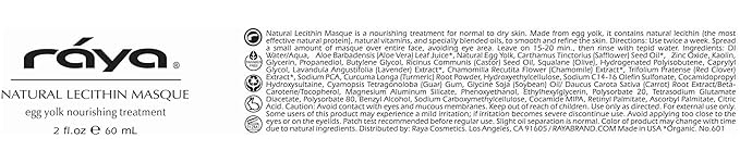 Raya Natural Lecithin Masque (601) | Nourishing Facial Treatment Mask for Dry and Combination Skin